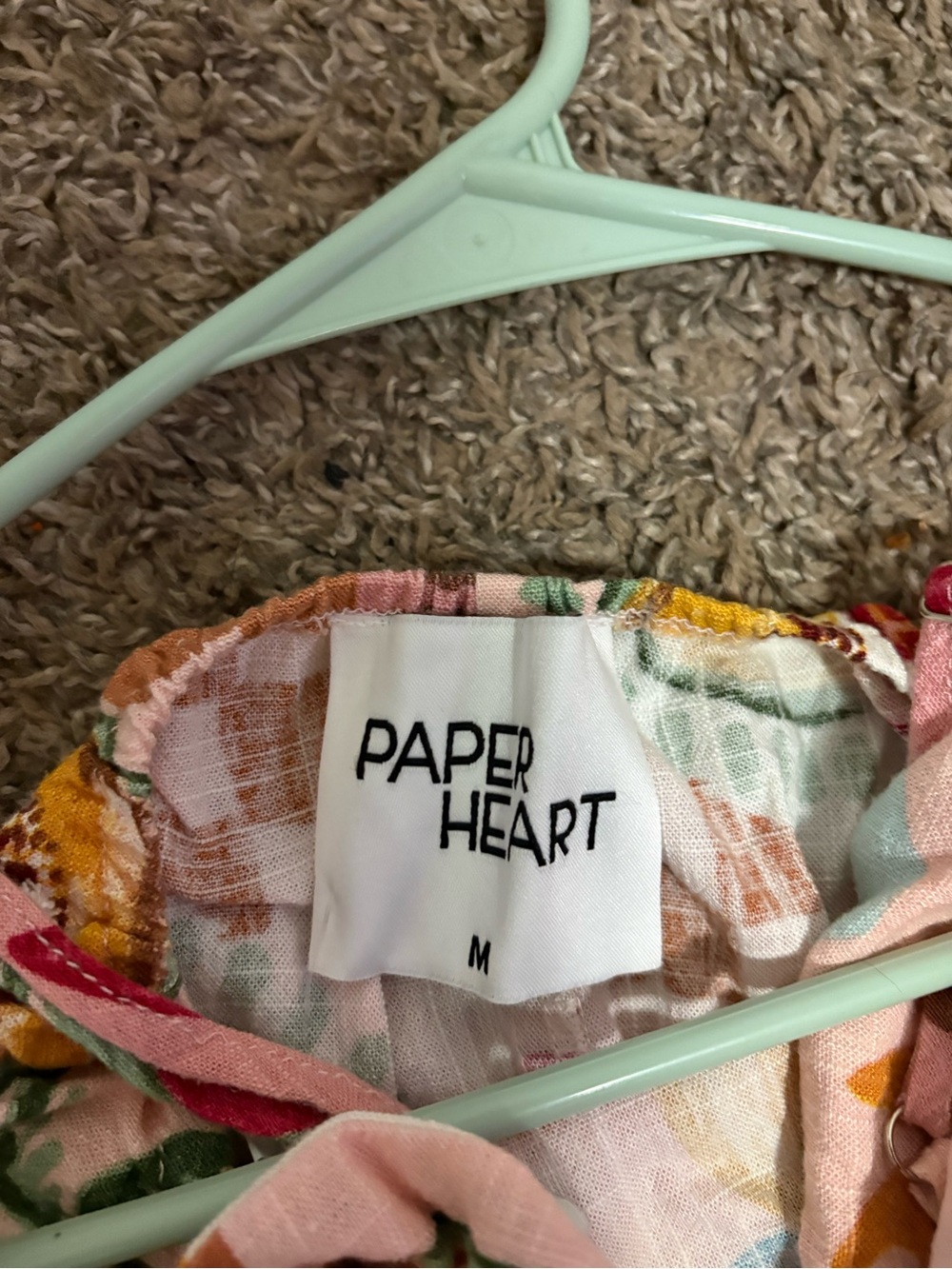 Paper Heart Tropical Fruit Print Linen Blend Maxi Dress M Pink Peach Boho - Picture 8 of 8